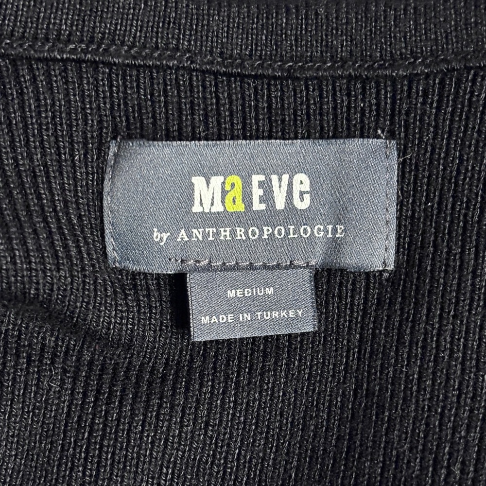 MAEVE x ANTHROPOLOGIE Black Square Neck Bell Sleeve Sweater Size Medium - Picture 6 of 10